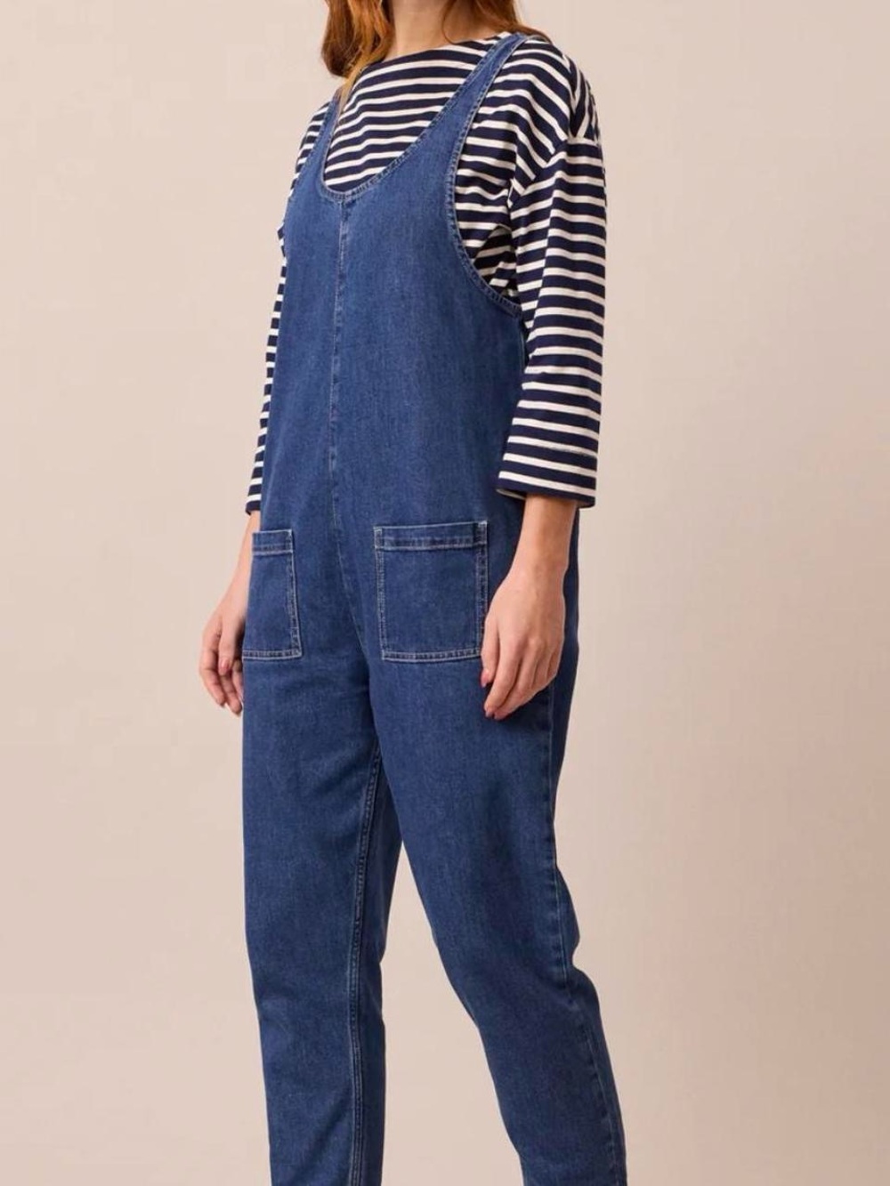 Women's Relaxed Blue Denim Overalls - Casual Everyday Style
